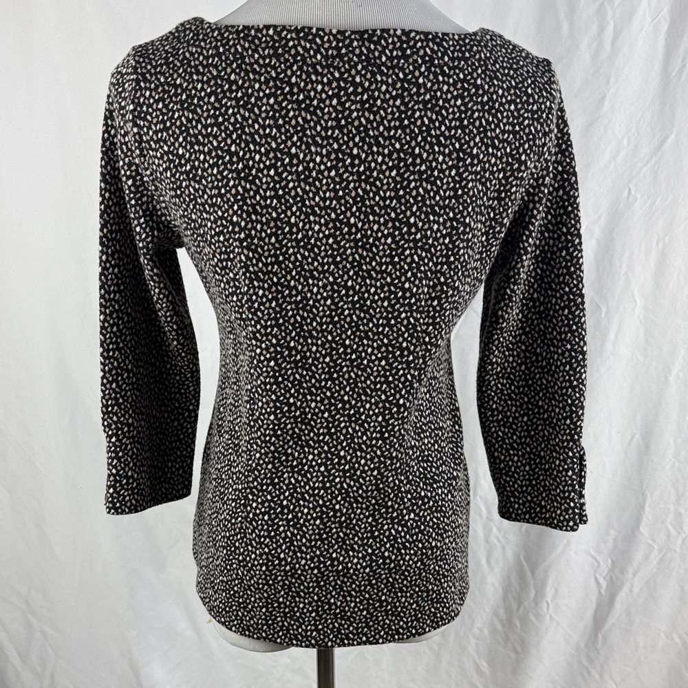 Talbots Black, Tan and White Patterned 3/4 Sleeve Top - Picture 6 of 7